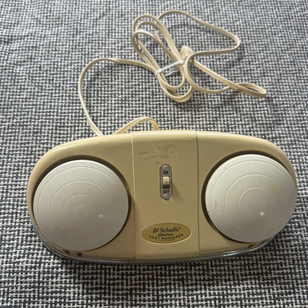 Vintage Dr Scholls Electric Foot Massager Cream Retro Mid Century Works Great